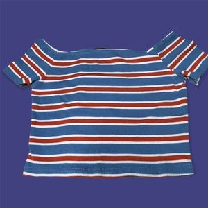 Shein stretchy striped crop top. Large. Cap sleeves.